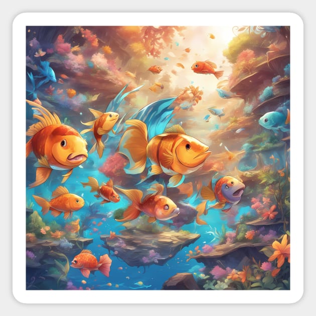 Fishy Friends Forever Sticker by animegirlnft